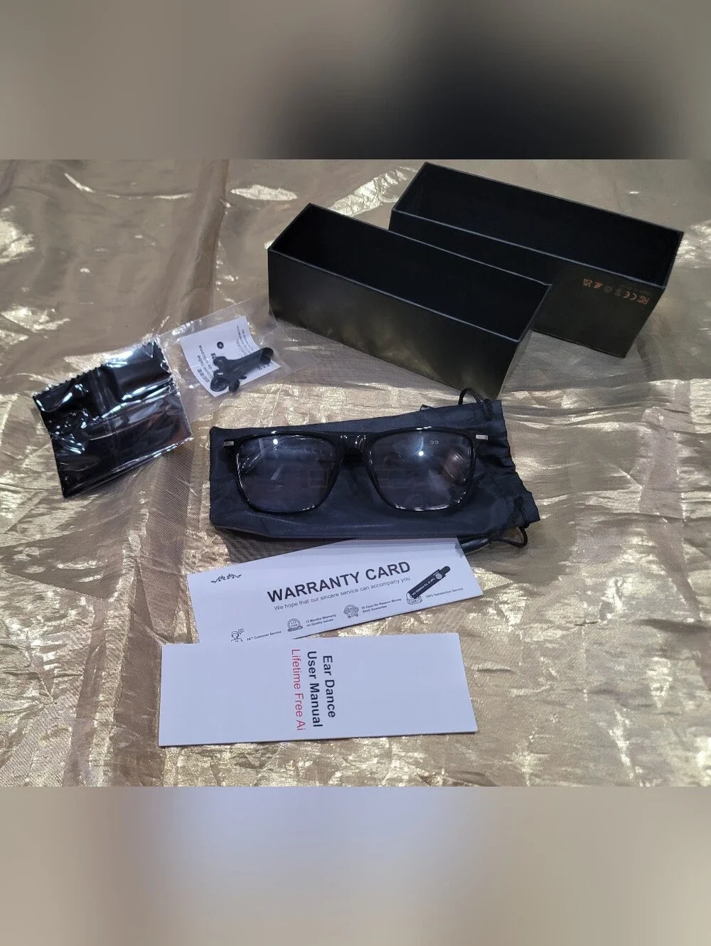 Smart Audio Glasses - Black with Rose Accent
